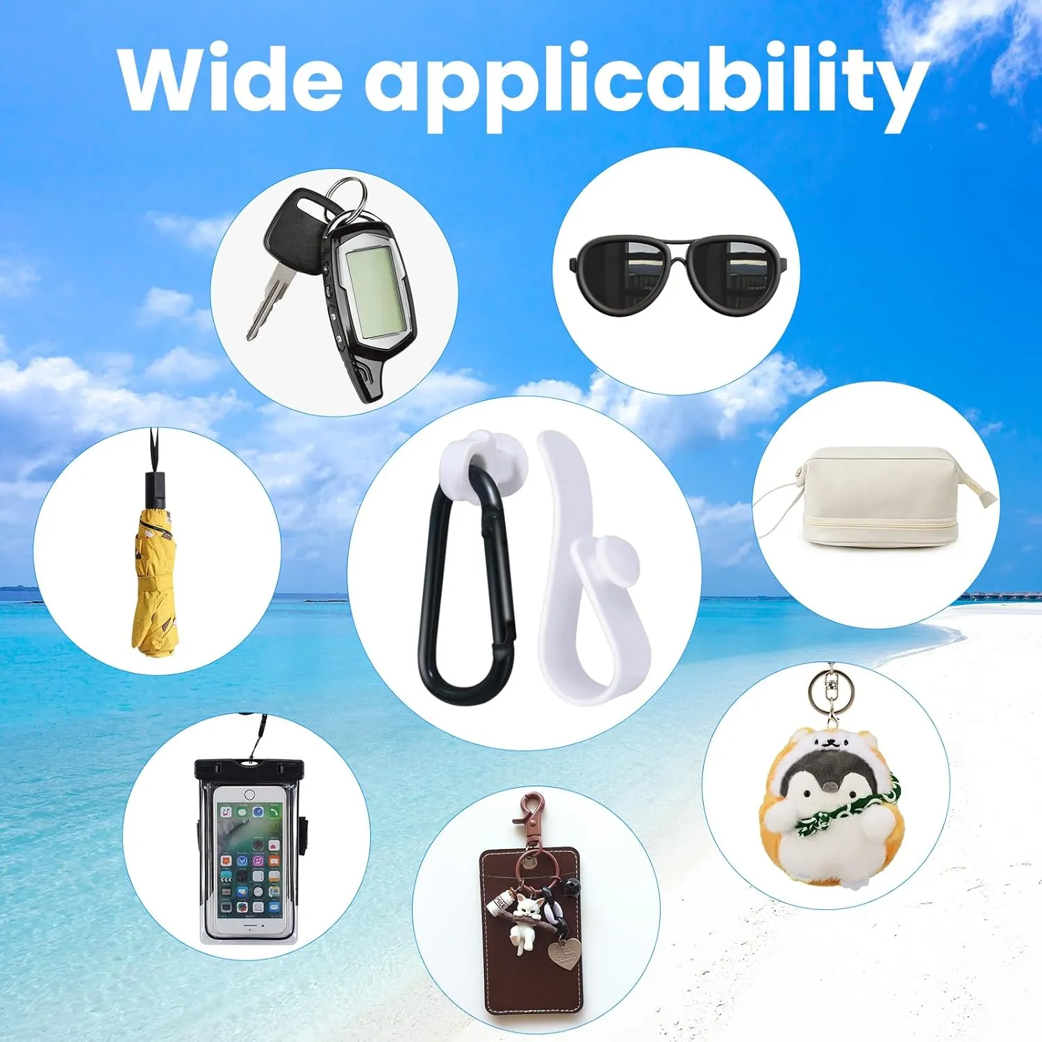 4Pcs Hooks Set Accessories Compatible for Bogg Bag, Insert Carabiner Key Chain Holder Charms, Compatible for Small & Large Beach Bags