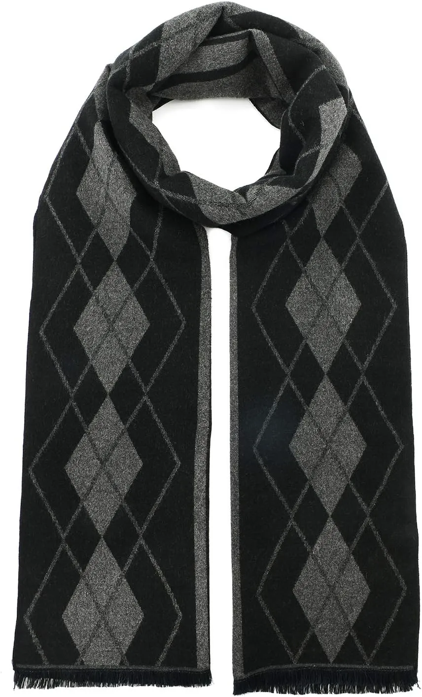 American Trends Mens Winter Warm Long Soft Scarf Plaid Tassel Scarf for Men Soft Classic Scarves