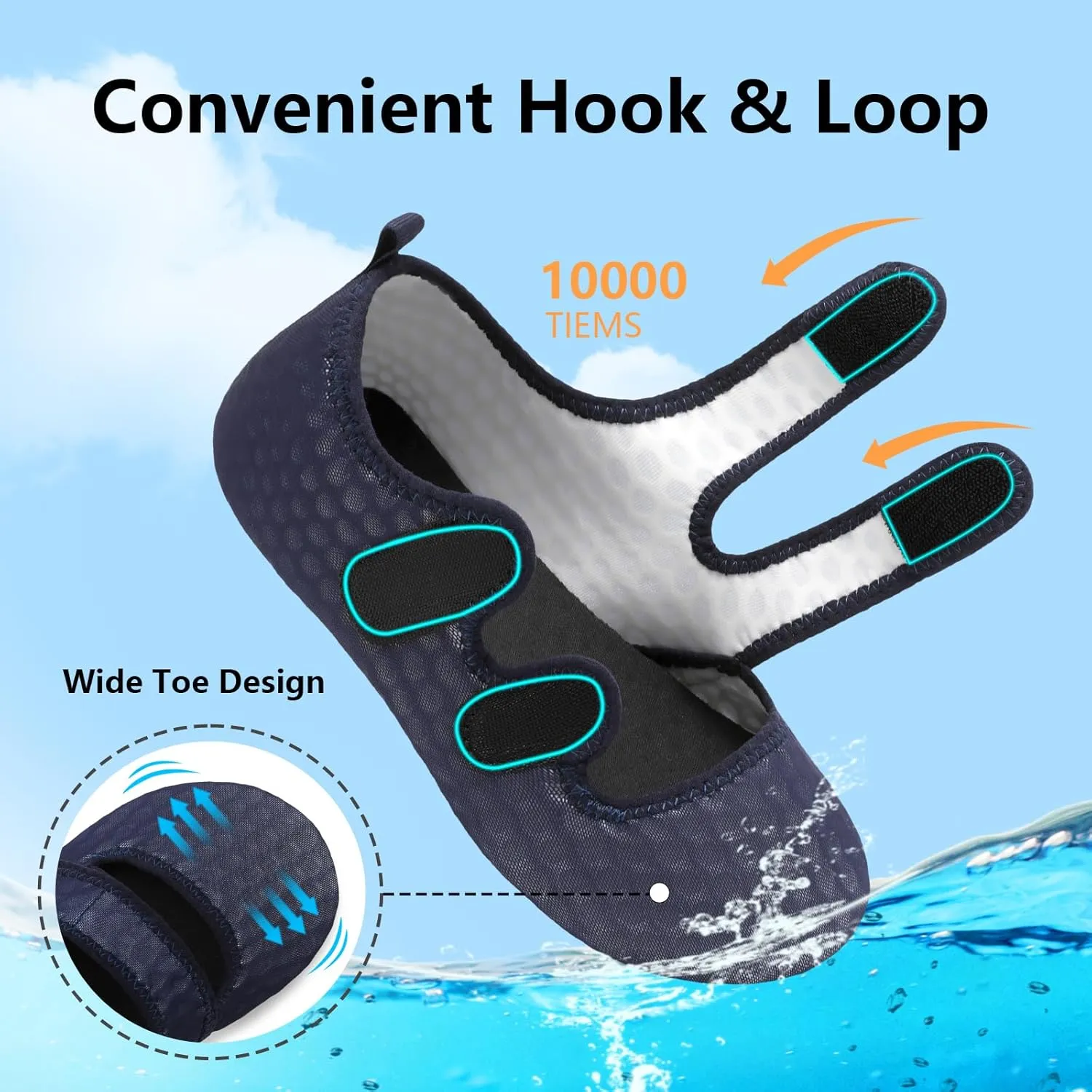 BARERUN Water Shoes Women Men Quick Dry Barefoot Beach Walking Kayaking Surfing Yoga Shoes Adjustable Wide Minimalist Sandals Slippers Indoor/Outdoor