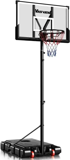 Basketball Hoop,Portable Basketball Hoop System for Outdoor, Adjustable Height 5.7-10ft 45in Backboard Basketball Goal for Kids Teen and Adult-Jet Black