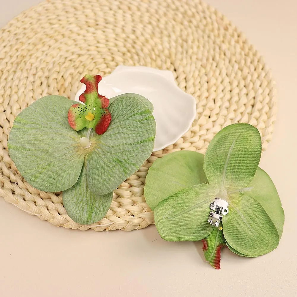 Butterfly Orchid Shoe Clips Removable Artificial Flower Shoes Buckle Elegant Wedding Party High Heel Sandals Bag Charm Decorations for Women