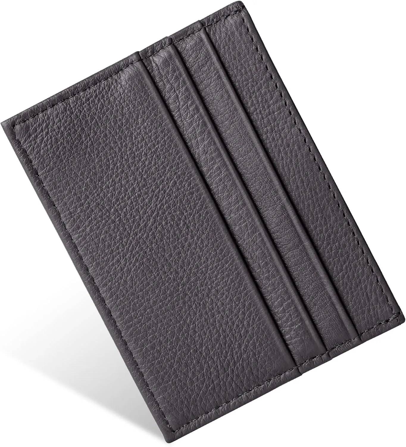Credit Card Holder Wallet, RFID Blocking Leather Ultra Slim Wallet, Thin Minimalist Credit Card Case Card Protector, Front Pocket Wallets for Men, Women - 6 Card Slots and 1 Pockets (Dark Brown)
