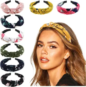 DRESHOW 8 Pack Knotted Headbands for Women Wide Turban Headband Yoga Exercise Ribbing Hair Hoop Hair Bands Accessories