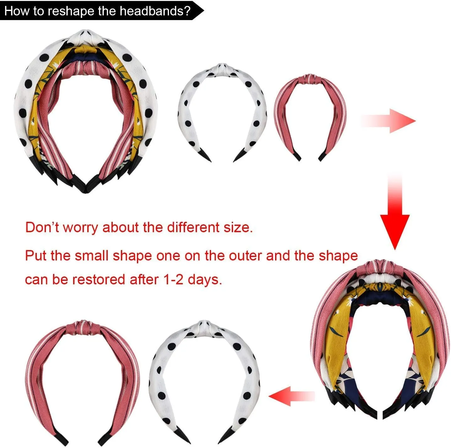 DRESHOW 8 Pack Knotted Headbands for Women Wide Turban Headband Yoga Exercise Ribbing Hair Hoop Hair Bands Accessories