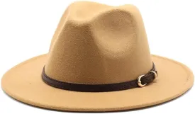 European and American Fashion Autumn and Winter Men's and Women's New Coffee Woolen Top Hat Jazz Hat Felt Hat Fengyan Cowboy Hats (Color : Camel, Size : 59-61cm)