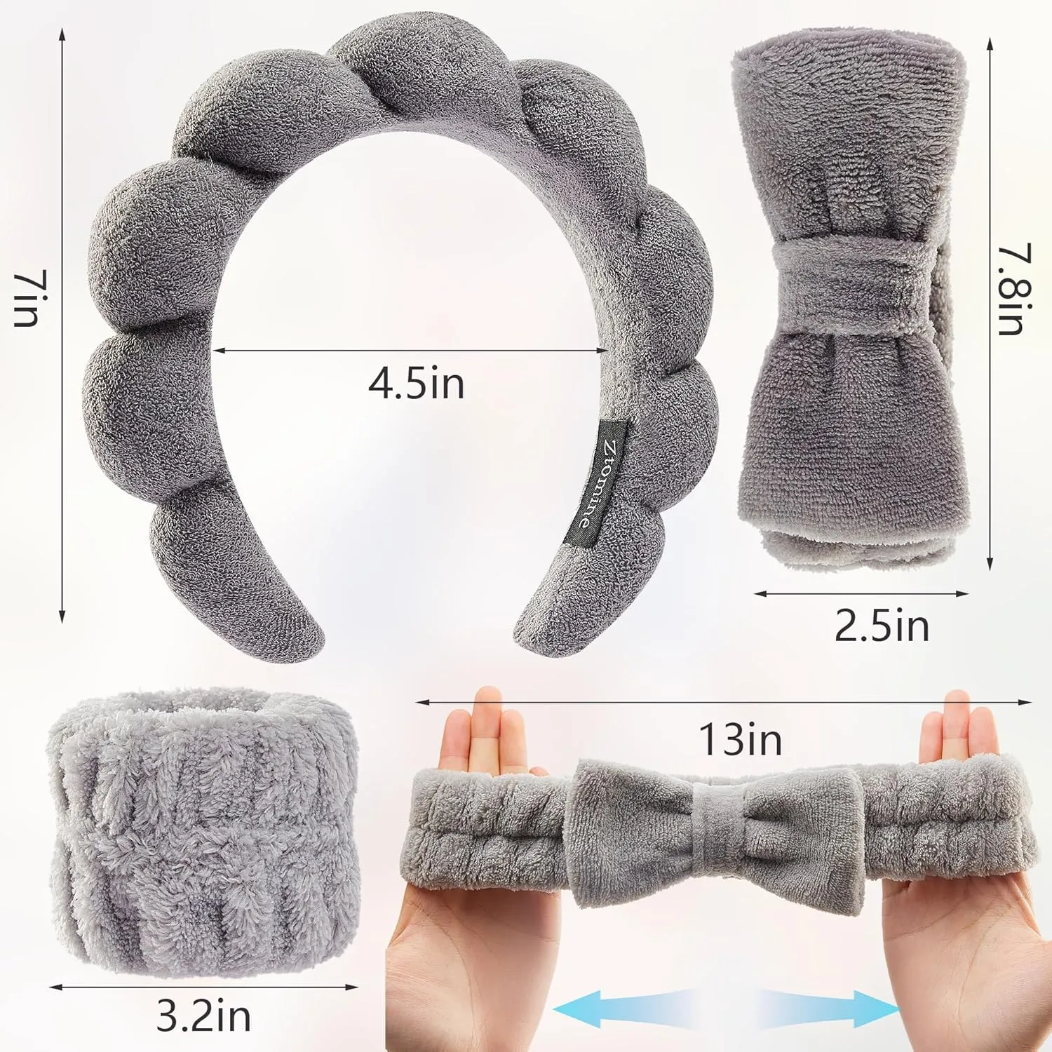 Headbands for Women - Spa Headband and Wristband Set - Headband for Washing Face,Facial Mask,Makeup and Skin Care,Gifts for Women and Teen Girl Gifts Trendy Stuff