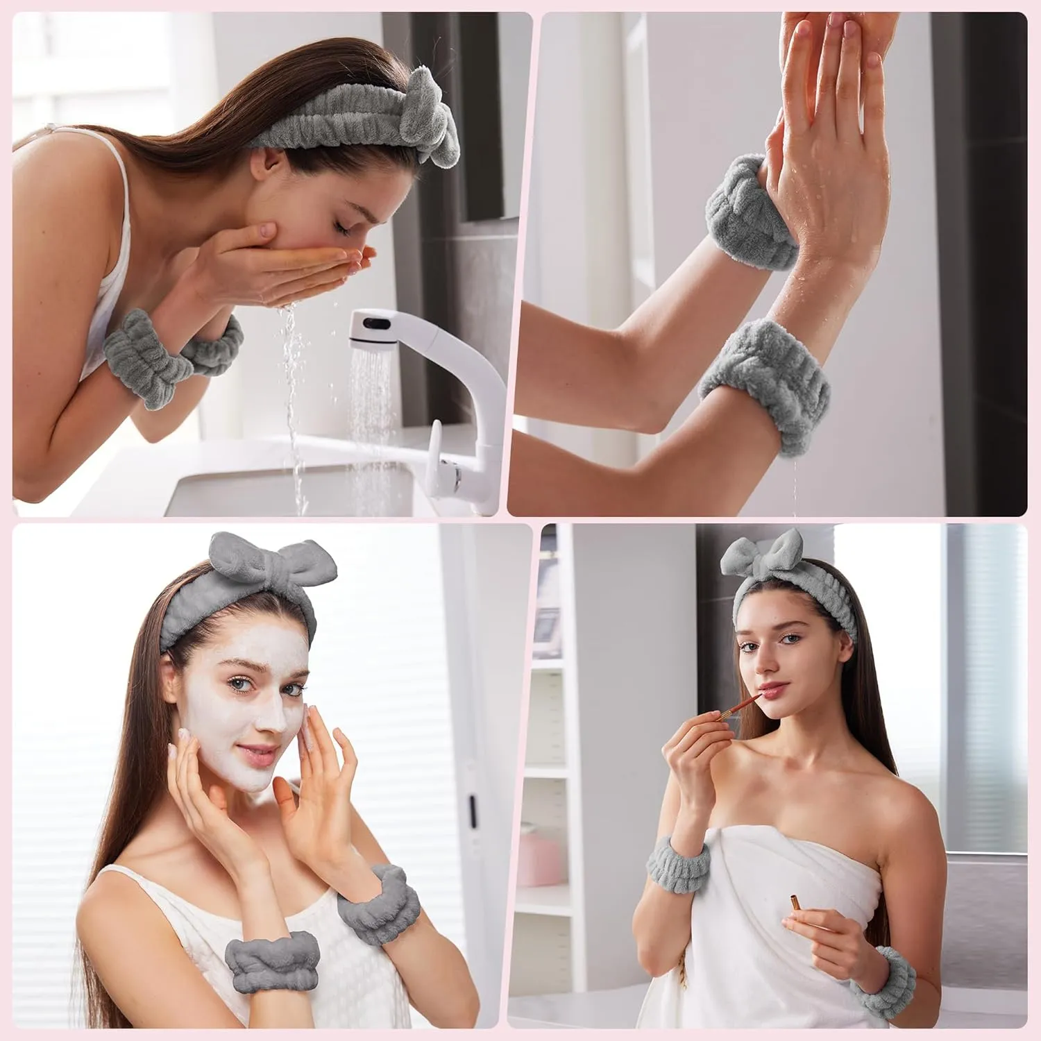Headbands for Women - Spa Headband and Wristband Set - Headband for Washing Face,Facial Mask,Makeup and Skin Care,Gifts for Women and Teen Girl Gifts Trendy Stuff