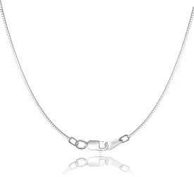 Jewlpire Solid 18K Gold Over 925 Sterling Silver Chain Necklace for Women Girls, 0.8mm Box Chain Lobster Claw Clasp-Super Thin & Strong Necklace Chain 16/18/20/22/24 Inch