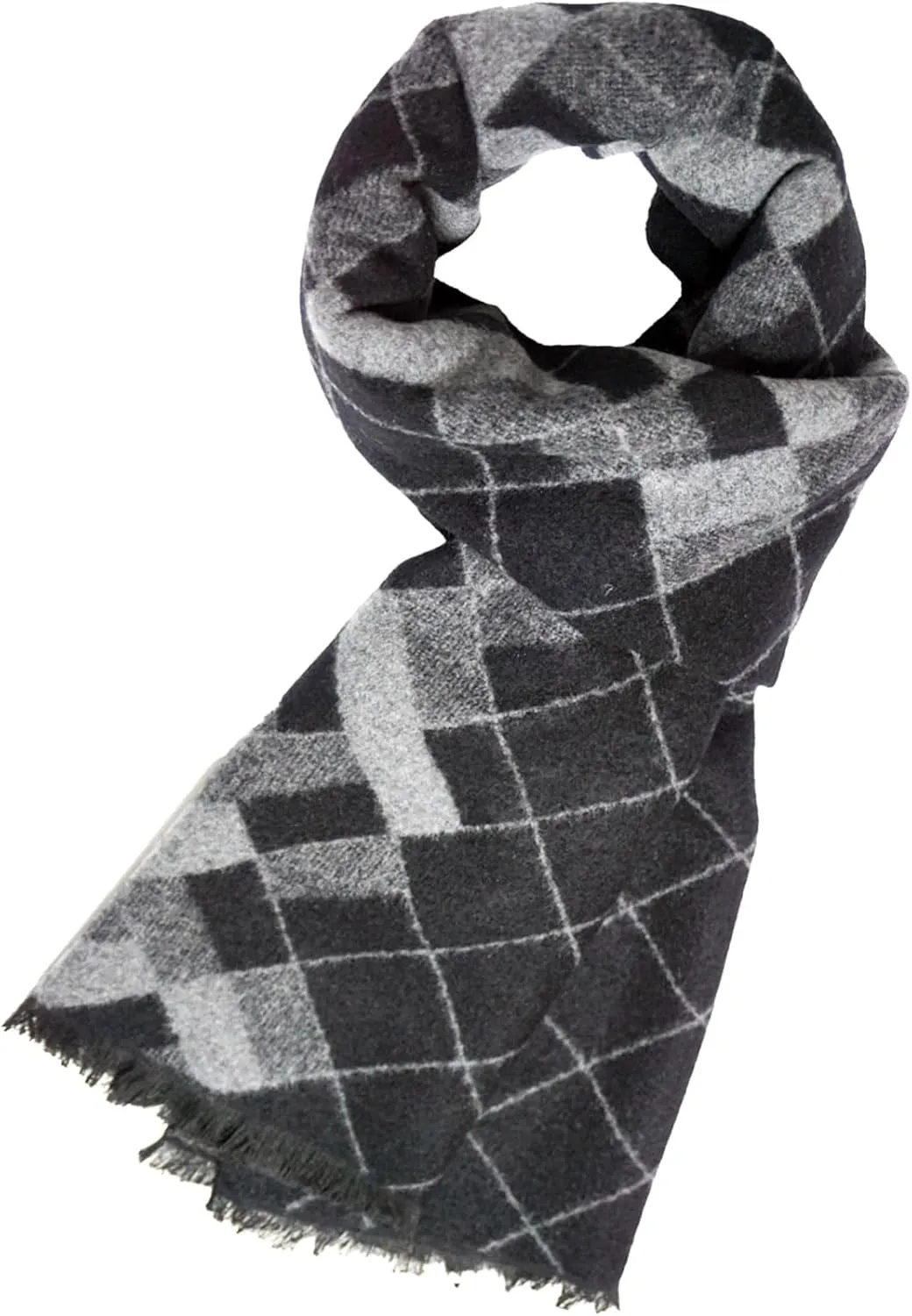 Mens Cashmere Winter Scarf Soft Warm Wool Scarves Plaid Tassel Scarf for Men
