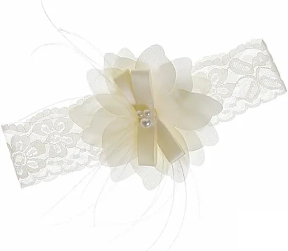 NIMBLE Baby Girls Newborn Christening Embroidered Gown Dress Outfit with Headband,0-15M