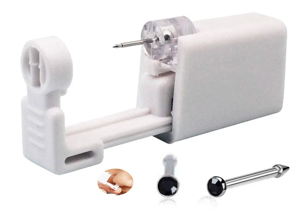 Nose Piercing Kit, Nostril Pierce Kits Nose Perforated Gun Self Nose Puncture Kits Nostril Perforated Gun Kit Tool (Black)