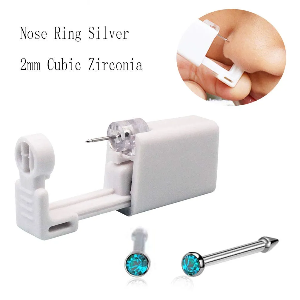 Nose Piercing Kit, Nostril Pierce Kits Nose Perforated Gun Self Nose Puncture Kits Nostril Perforated Gun Kit Tool (Blue)