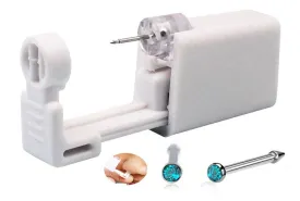 Nose Piercing Kit, Nostril Pierce Kits Nose Perforated Gun Self Nose Puncture Kits Nostril Perforated Gun Kit Tool (Blue)