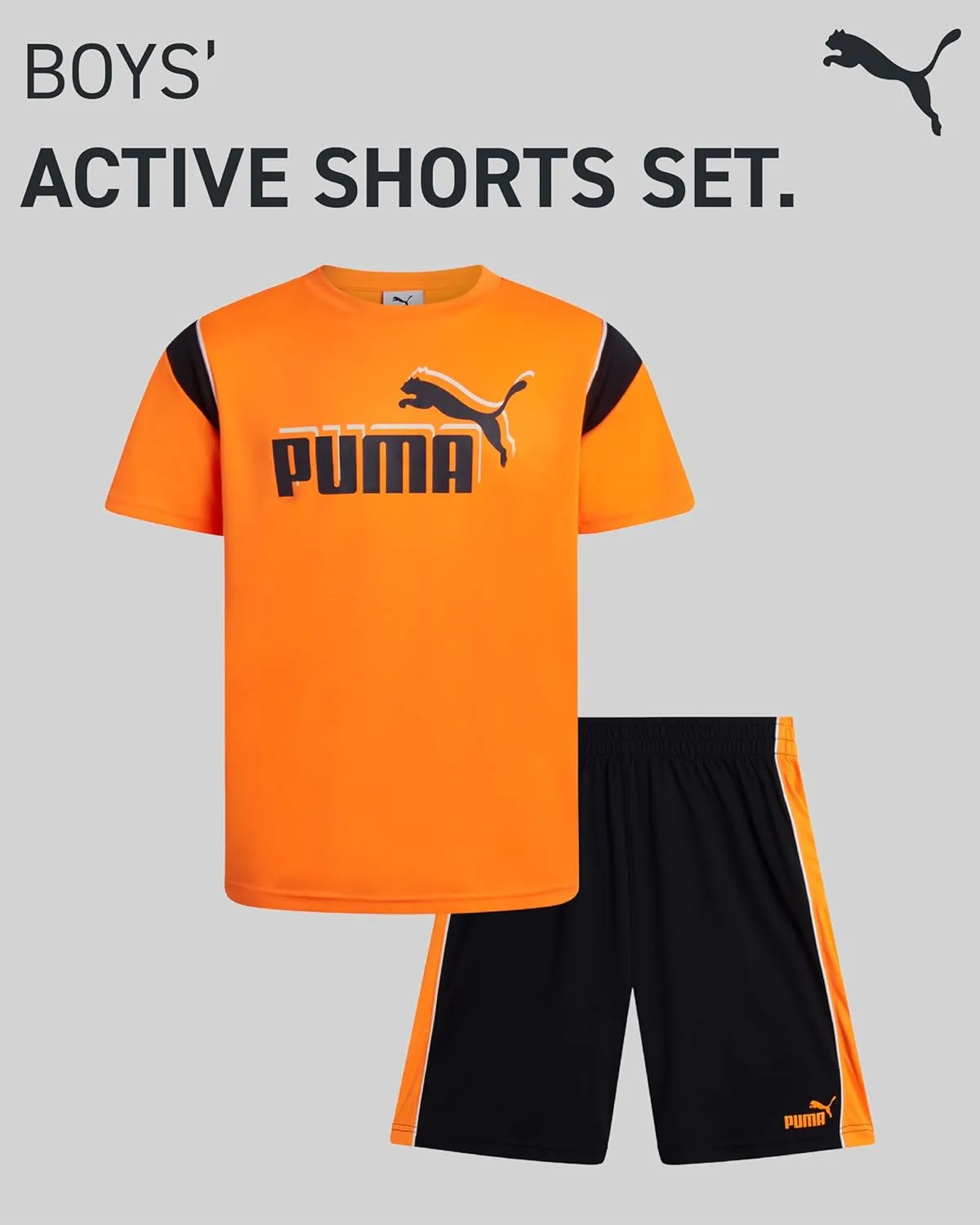 PUMA Boys Active Shorts Set - 2 Piece Dry Fit T-Shirt and Performance Gym Shorts - Activewear Clothing Set for Boys (4-16)
