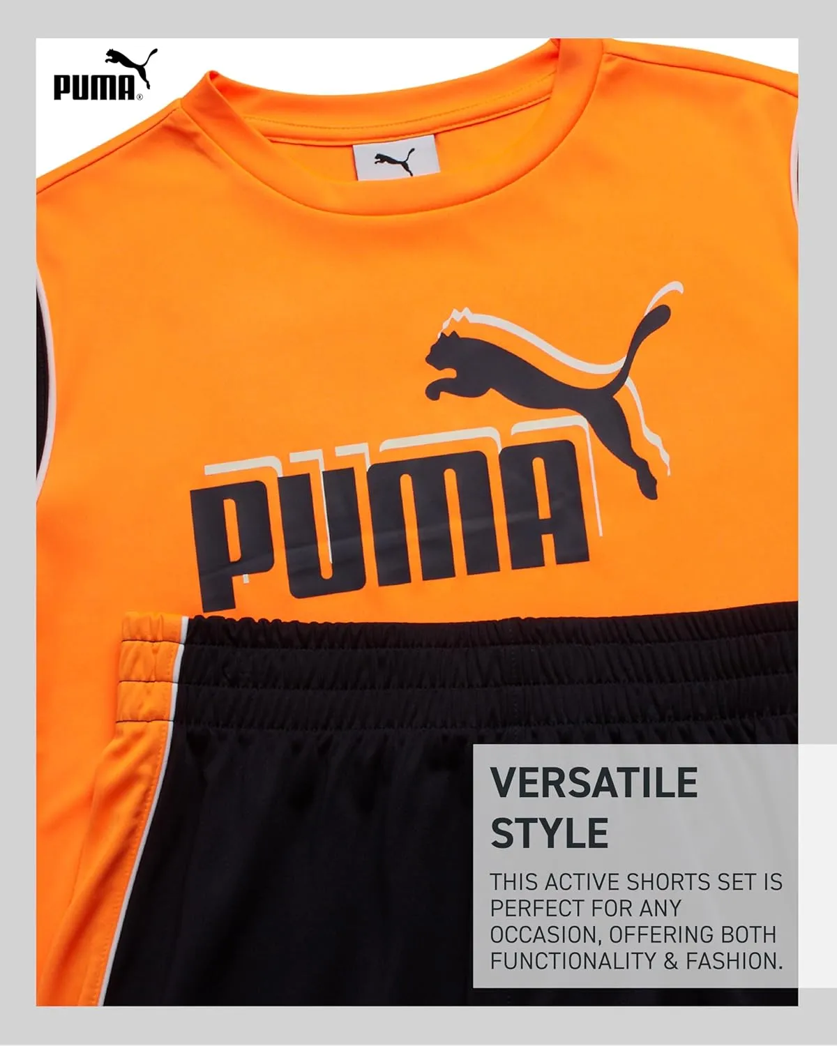 PUMA Boys Active Shorts Set - 2 Piece Dry Fit T-Shirt and Performance Gym Shorts - Activewear Clothing Set for Boys (4-16)