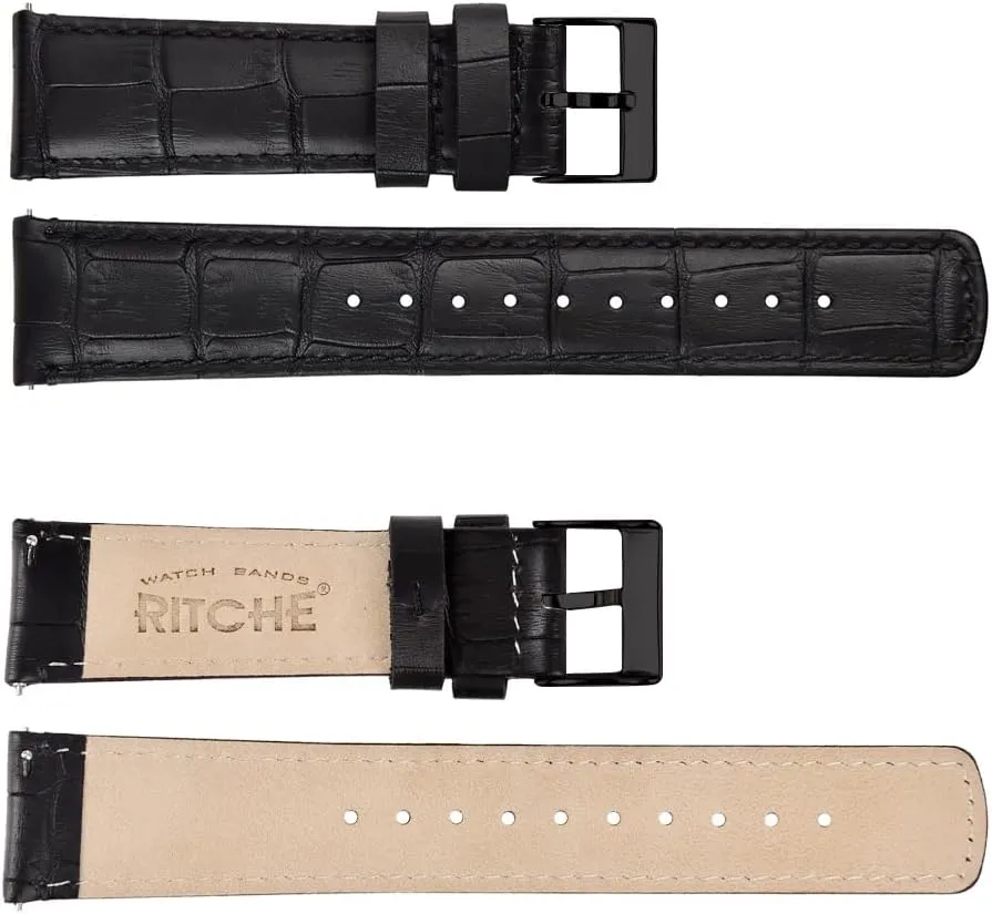 Ritche Christmas Gift Quick Release Leather Watch Bands Genuine Leather Watch Strap for Samsung Galaxy Watch 6 Band Classic 43mm 47mm 40mm 44mm 18mm, 20mm or 22mm for Men and Women, White Elephant Gifts, Stocking Stuffers for Men