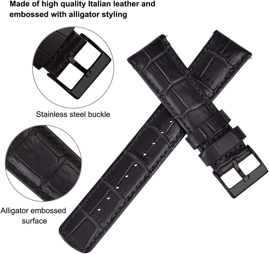 Ritche Christmas Gift Quick Release Leather Watch Bands Genuine Leather Watch Strap for Samsung Galaxy Watch 6 Band Classic 43mm 47mm 40mm 44mm 18mm, 20mm or 22mm for Men and Women, White Elephant Gifts, Stocking Stuffers for Men