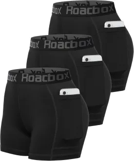 Roadbox 3" Women's Volleyball Spandex Shorts with Pocket/Non-Pocket, 2/3 Pack Compression Shorts for Workout Running Gym Yoga
