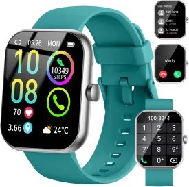 Smart Watch, 1.96" HD Smartwatch for Women Men, 2025 Fitness Activity with with Heart Rate/Pedometer/Sleep/IP68 Waterproof, Bluetooth Call & Music Control for Android iOS Green