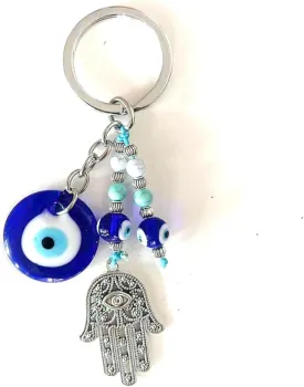 Turkish Evil Eye Keychain Handmade Alloy Keyring Good Luck Pendant Charms Home Decor Accessory