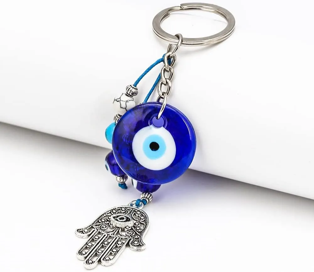 Turkish Evil Eye Keychain Handmade Alloy Keyring Good Luck Pendant Charms Home Decor Accessory