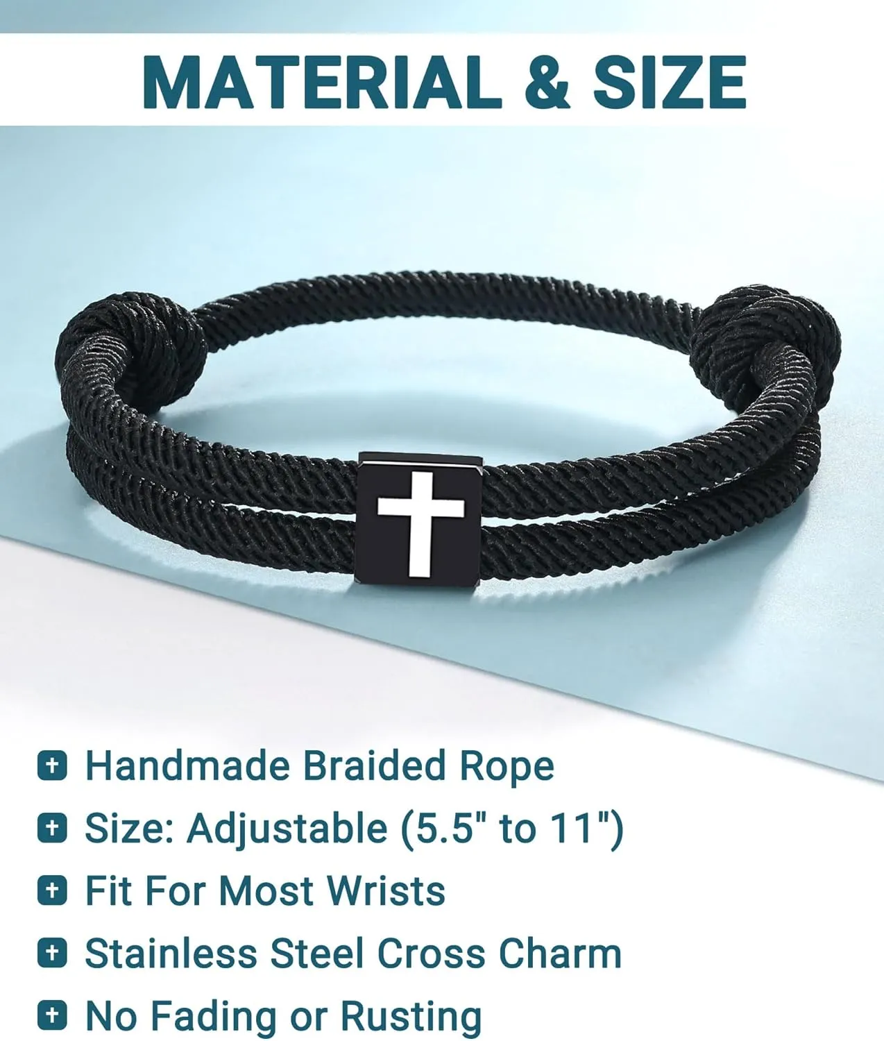 UNGENT THEM Bible Verses Happy Graduation Gifts Adjustable Braided Rope Cross Bracelet for Men Boys