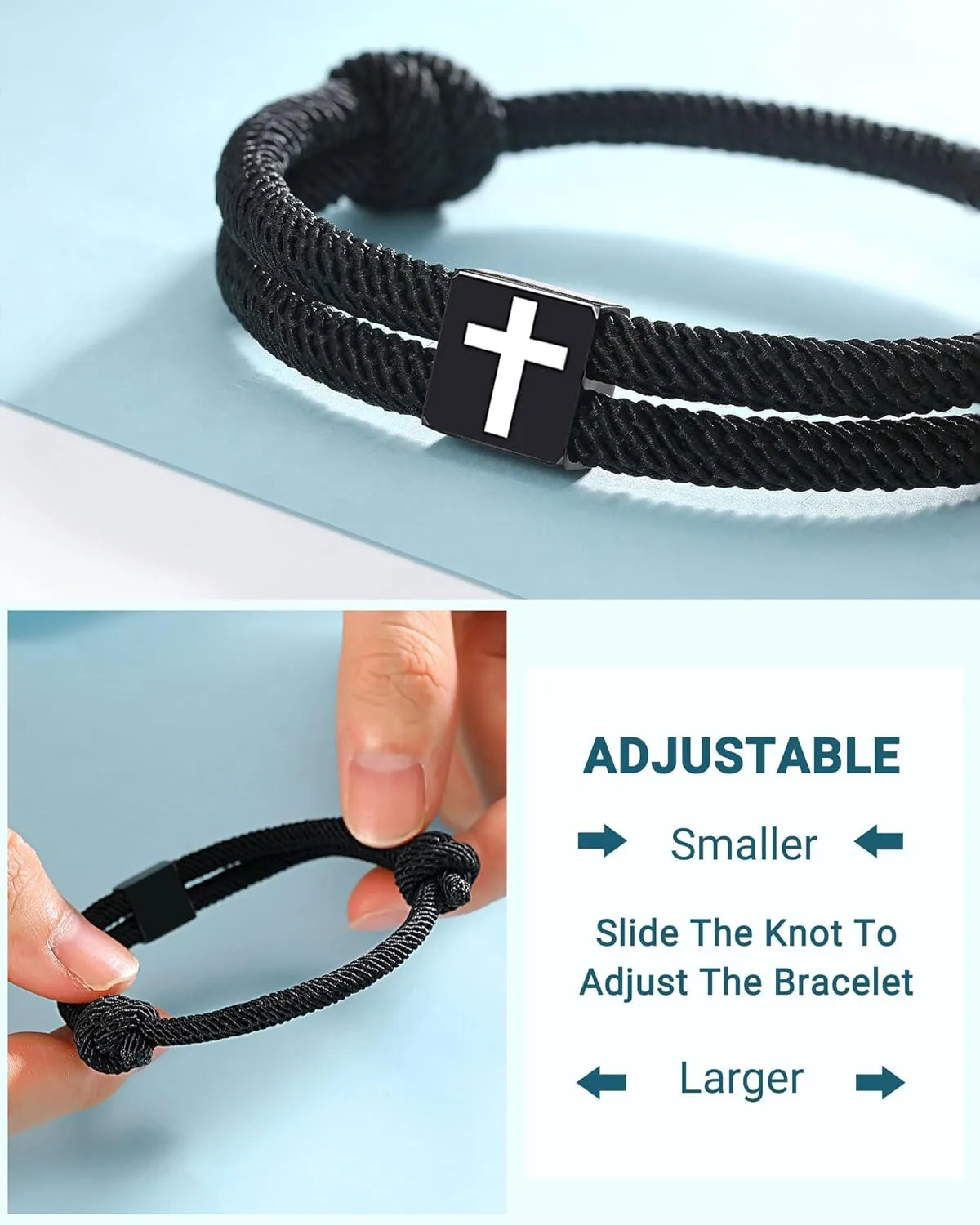 UNGENT THEM Bible Verses Happy Graduation Gifts Adjustable Braided Rope Cross Bracelet for Men Boys