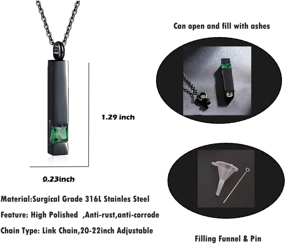 Vertical Bar Zircon Cremation Jewelry for Ashes Men Women Urn Necklace for Ashes Mom Dad Grandpa Grandma ??
