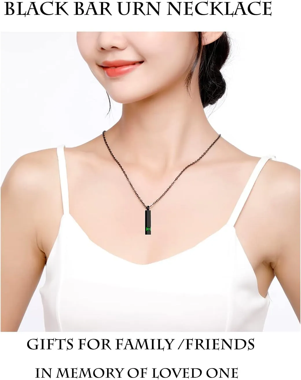 Vertical Bar Zircon Cremation Jewelry for Ashes Men Women Urn Necklace for Ashes Mom Dad Grandpa Grandma ??
