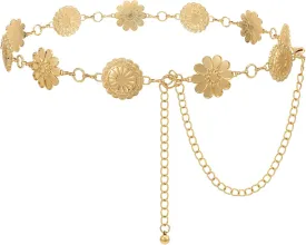 Women Western Metal Chain Belt Concho Belt Cowgirl Waist Link for Jeans Dresses Concert Boho