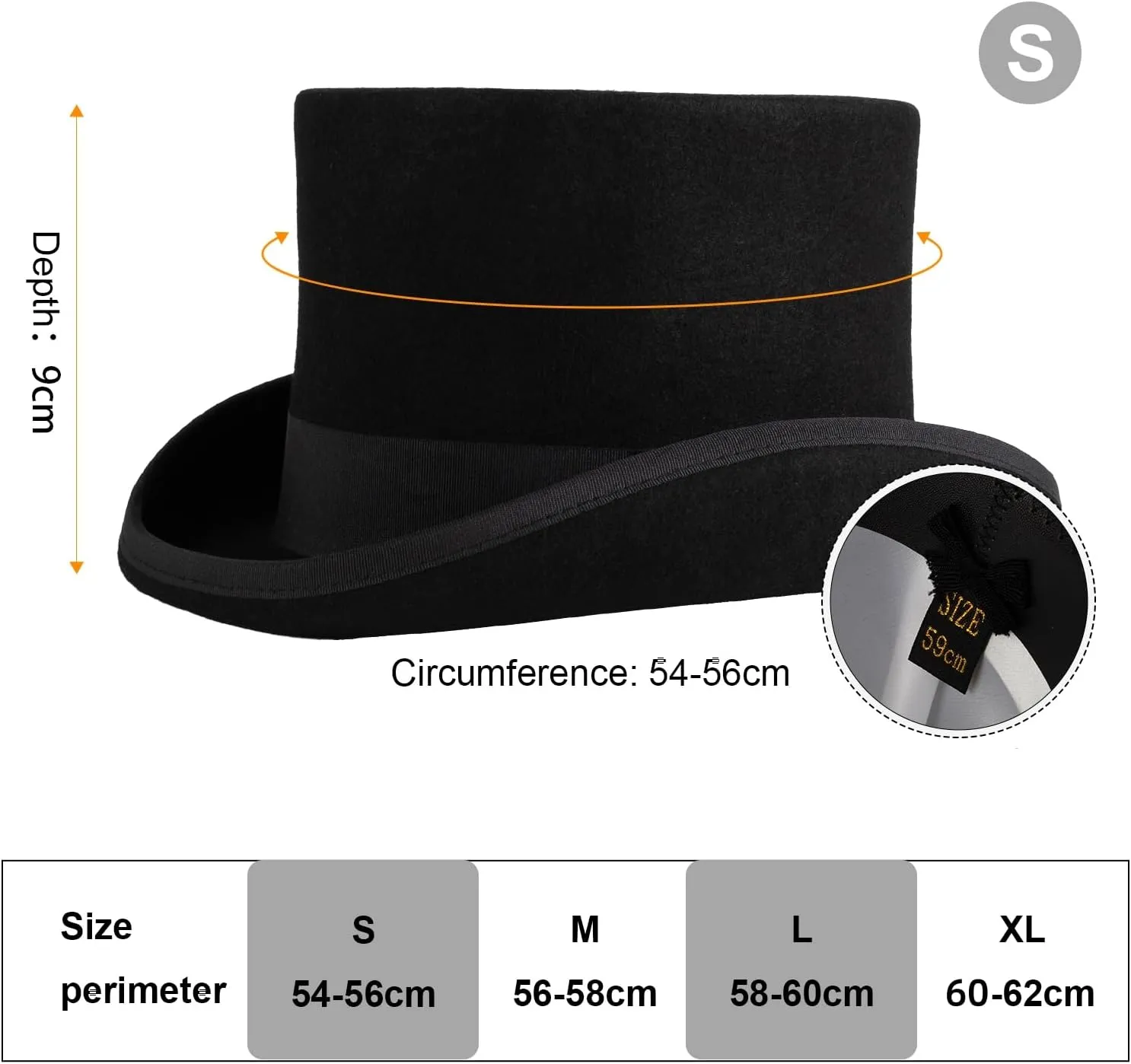 Wool Felt Top Hat Victorian Mad Hatter 6" Magic Hat Gentlemen Performing Jazz Caps Rock Hat for Men Women Gift