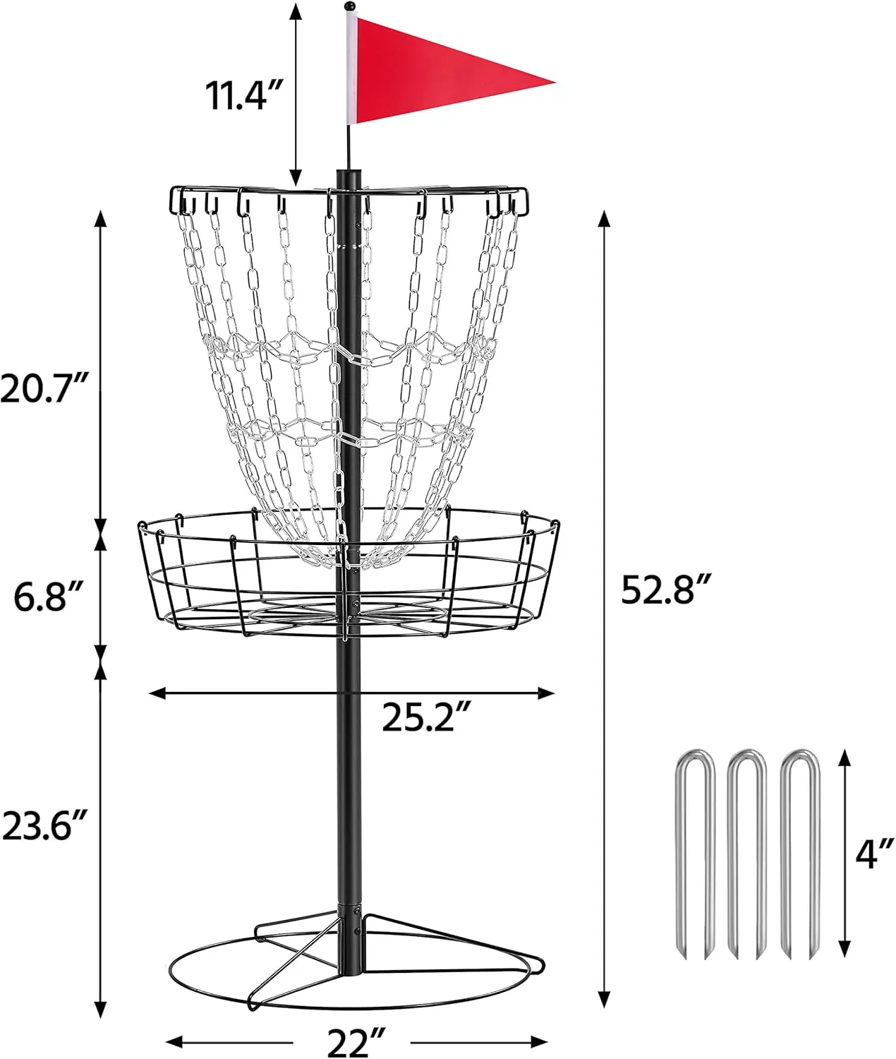Yaheetech Portable Disc Golf Basket Target Disc Sports 12-Chain Practice Disc Golf Target Steel Hole Disc Golf Goals Catcher Indoor & Outdoor, Blue/Red/Orange/Black