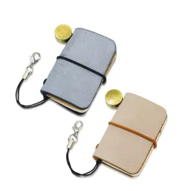 Yitexin Pack of 2 Miniature Travelers Notebook 4.8x3.2cm(1.9x1.3), Handmade Tiny Leather Travels Notebook, Vintage Mini Notebook Diary Journal, Pocket Diary Spiral-bound