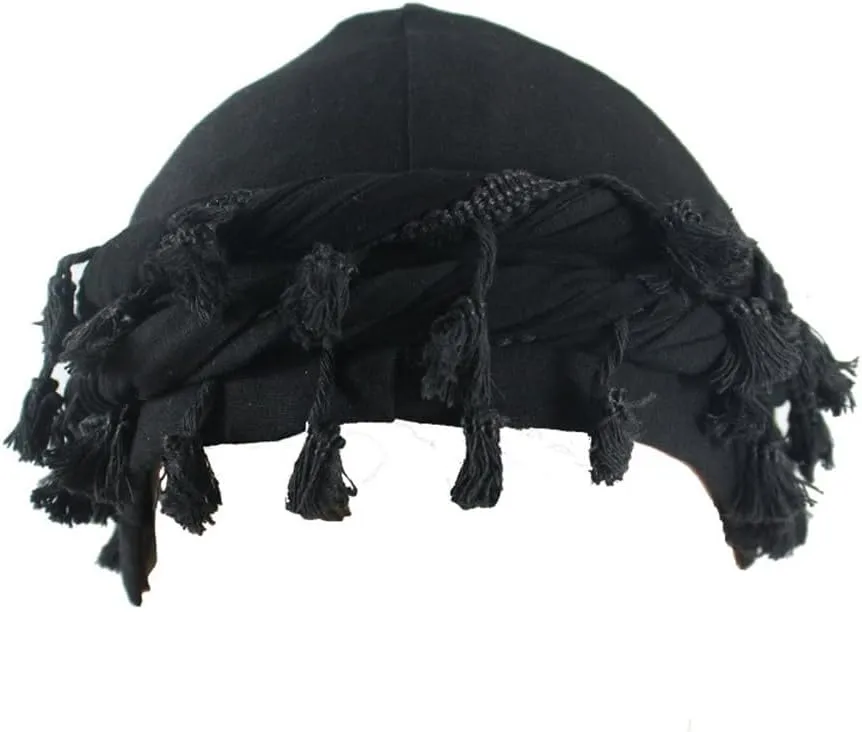 YuMENo Turban for Men Women Vintage Twist Durag Head Wraps Satin Lined Halo Turban with Tassel Waves Braids