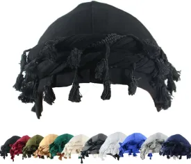 YuMENo Turban for Men Women Vintage Twist Durag Head Wraps Satin Lined Halo Turban with Tassel Waves Braids